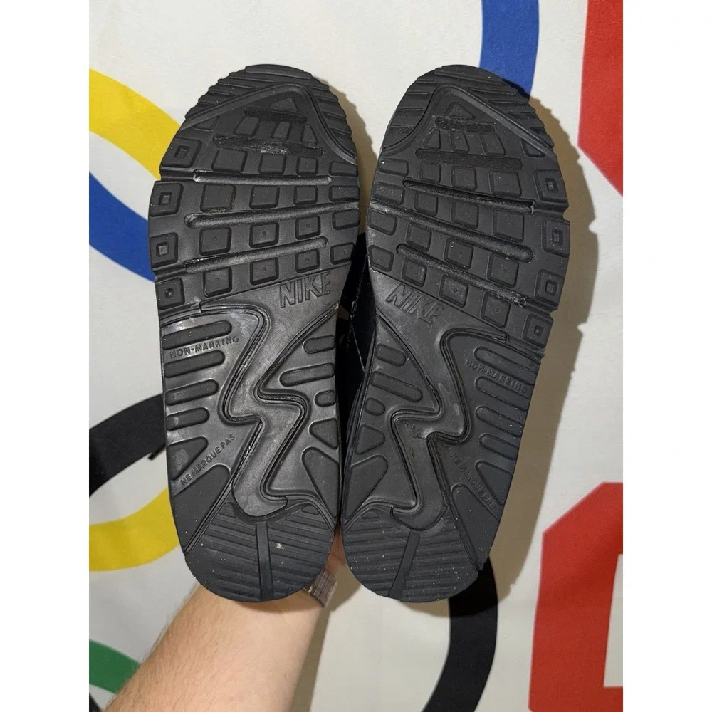 Nike Air Max 90 Kids 2.5Y Triple Black Athletic Sneakers